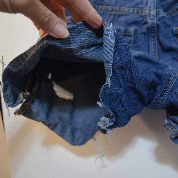 NO BO (No Boundaries) Blue Jean Ripped Frayed Cotton Mini Shorts 7 - Picture 6 of 7